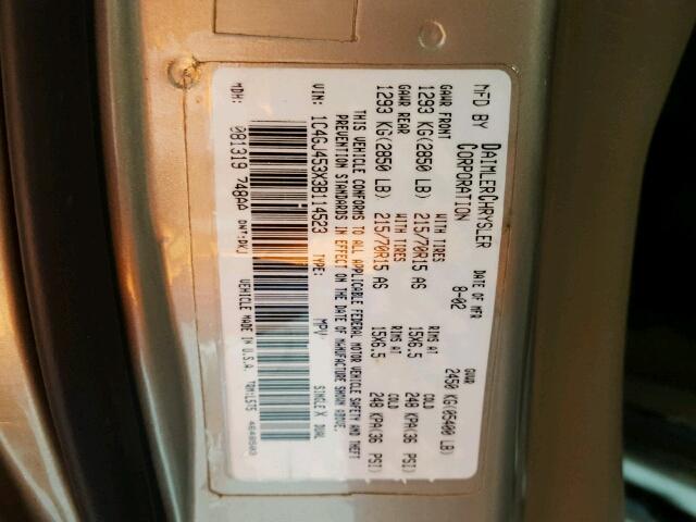 1C4GJ453X3B114523 - 2003 CHRYSLER VOYAGER LX GOLD photo 10