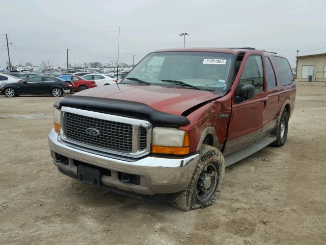 1FMNU42S0YED46026 - 2000 FORD EXCURSION RED photo 2