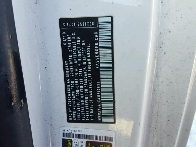 WVWAA7AJXAW273639 - 2010 VOLKSWAGEN GOLF 白色 照片 10