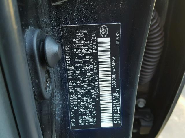 4T1BK36B06U163872 - 2006 TOYOTA AVALON XL BLACK photo 10