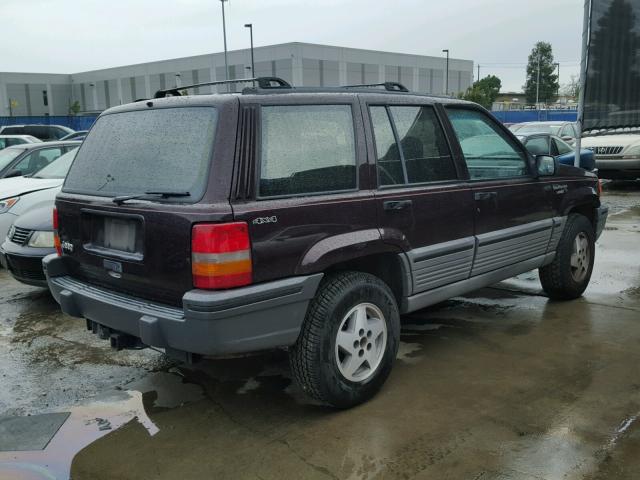 1J4GZ58S5PC589654 - 1993 JEEP GRAND CHER BURGUNDY photo 4