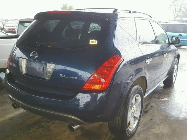 JN8AZ08W15W412116 - 2005 NISSAN MURANO SL BLUE photo 4