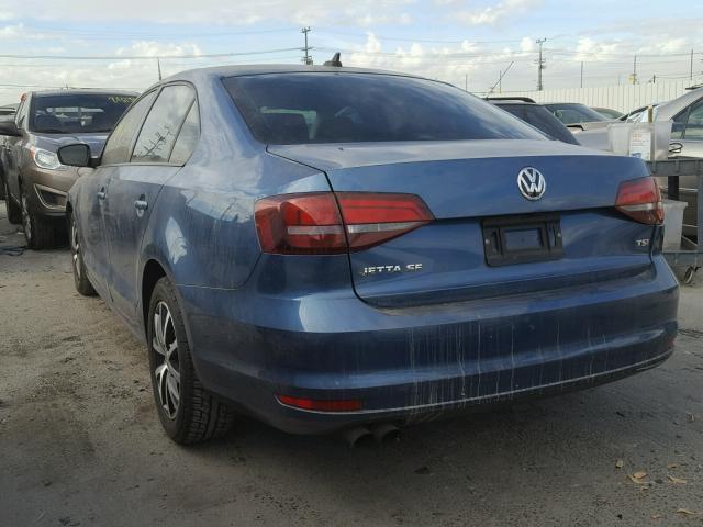 3VWD67AJ1GM381734 - 2016 VOLKSWAGEN JETTA SE BLUE photo 3