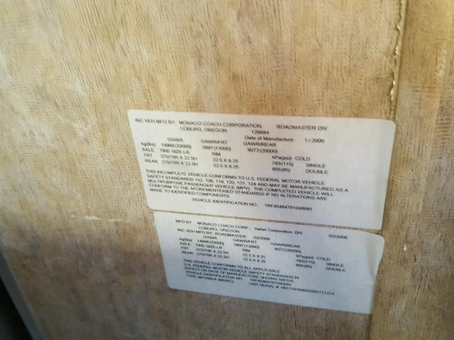 1RF45464761040091 - 2006 ROADMASTER RAIL MONOCOQUE ოქროსფერი ფოტო 10