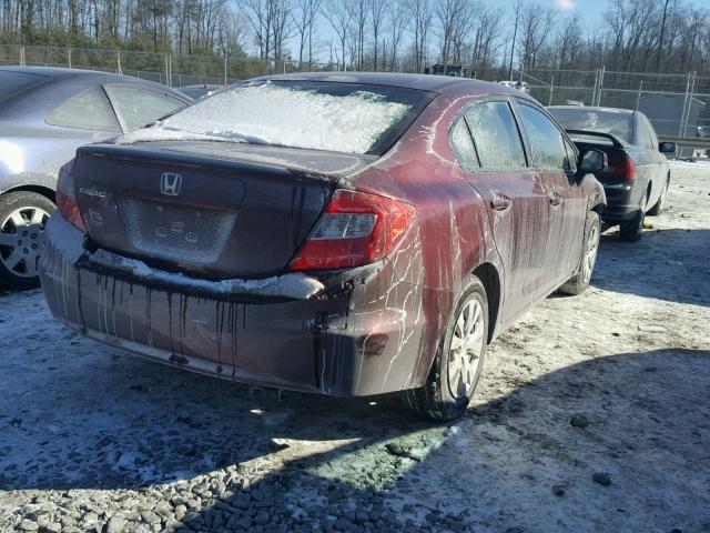 2HGFB2F59CH544954 - 2012 HONDA CIVIC LX RED photo 4