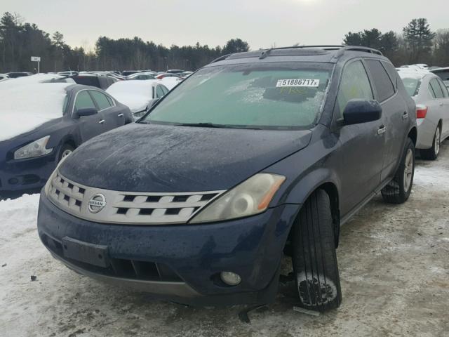 JN8AZ08W95W444456 - 2005 NISSAN MURANO SL BLUE photo 2