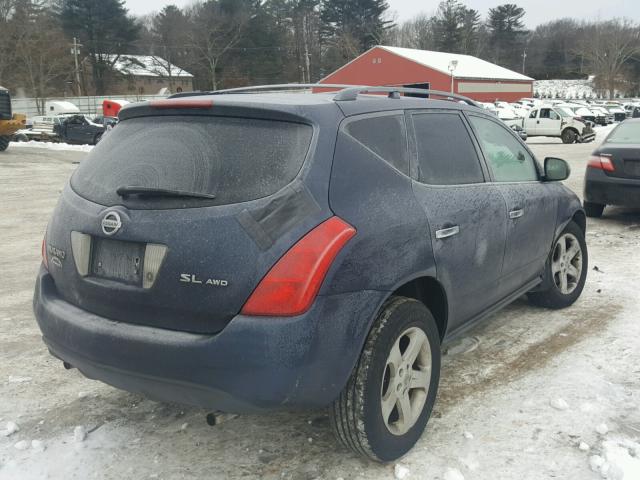 JN8AZ08W95W444456 - 2005 NISSAN MURANO SL BLUE photo 4