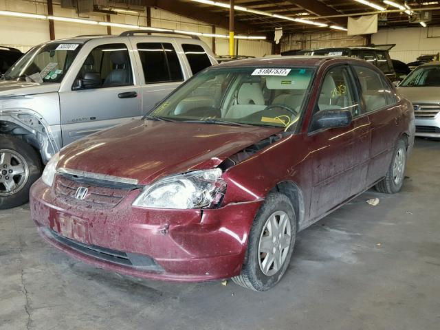 2HGES16563H624945 - 2003 HONDA CIVIC LX RED photo 2