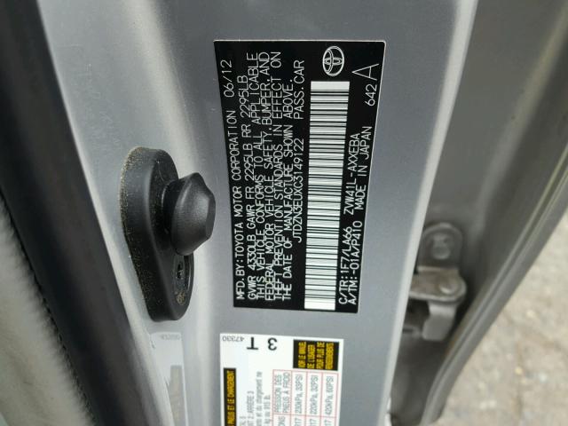 JTDZN3EUXC3149122 - 2012 TOYOTA PRIUS V SILVER photo 10