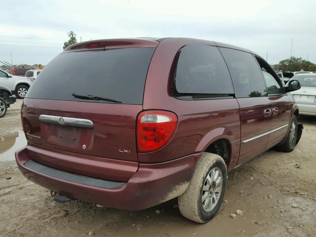 2C8GP54L52R570787 - 2002 CHRYSLER TOWN & COU BURGUNDY photo 4