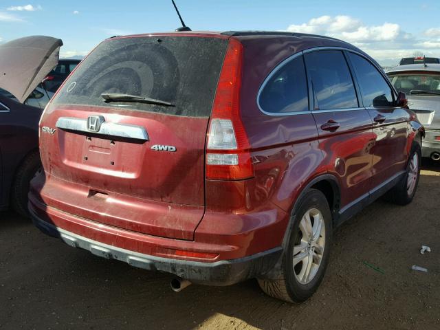 JHLRE4H79AC005685 - 2010 HONDA CR-V EXL MAROON photo 4