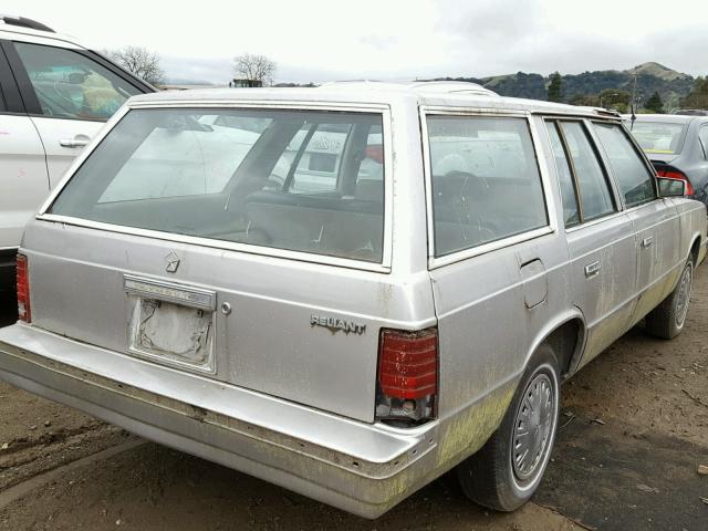 1P3BP49C4EF135012 - 1984 PLYMOUTH RELIANT CU SILVER photo 4