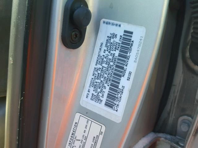 4T1BE32K23U726851 - 2003 TOYOTA CAMRY LE SILVER photo 10