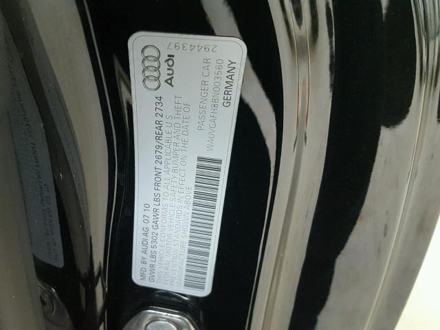 WAUVGAFH8BN003560 - 2011 AUDI S5 PRESTIG BLACK photo 10