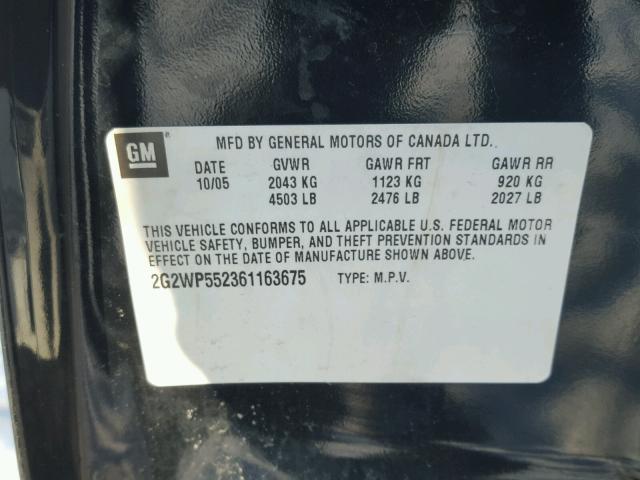 2G2WP552361163675 - 2006 PONTIAC GRAND PRIX BLACK photo 10