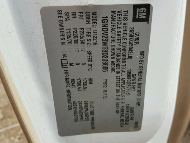 1GNDV23W68D208006 - 2008 CHEVROLET UPLANDER L 金色 照片 10