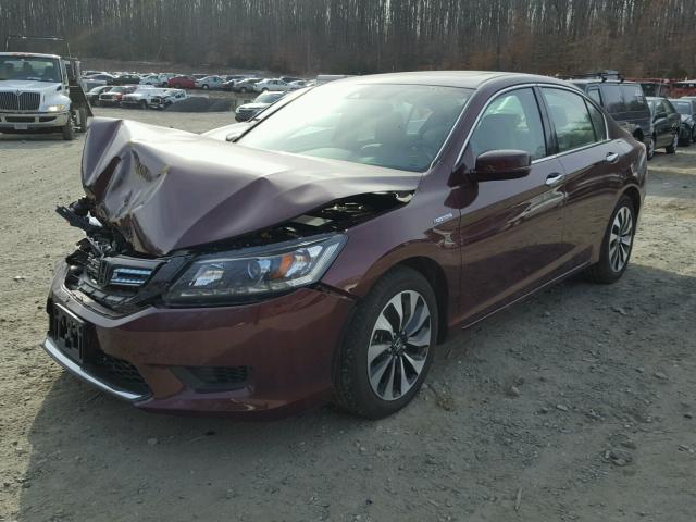 1HGCR6F59FA014024 - 2015 HONDA ACCORD HYB RED photo 2