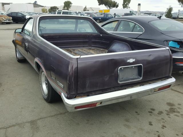 3GCCW80H1GS911344 - 1986 CHEVROLET EL CAMINO PURPLE photo 3