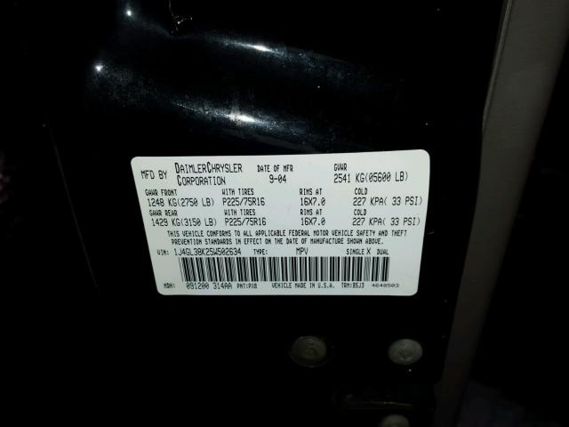 1J4GL38K25W502634 - 2005 JEEP LIBERTY RE BLACK photo 10