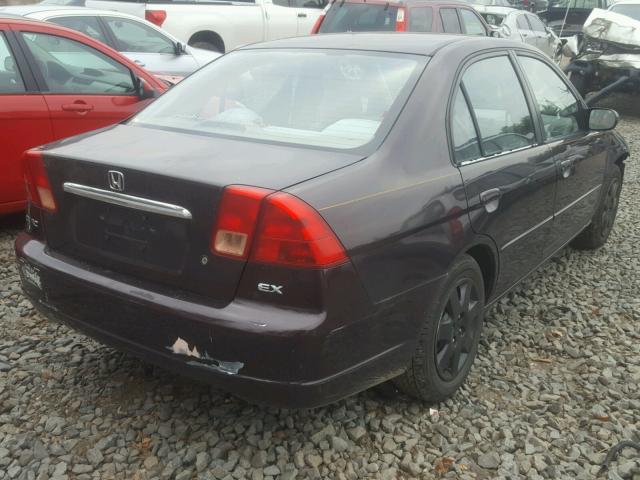 2HGES26791H518543 - 2001 HONDA CIVIC EX PURPLE photo 4