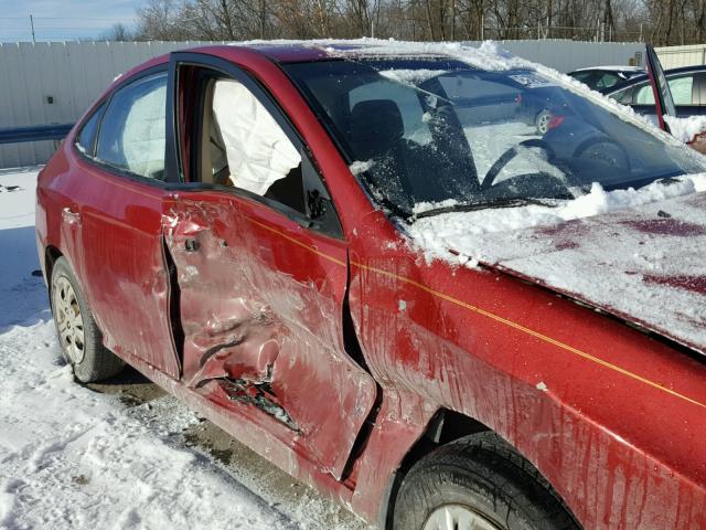 KMHDU4AD5AU906603 - 2010 HYUNDAI ELANTRA BL RED photo 9