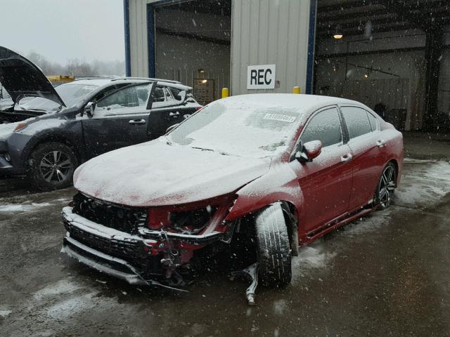 1HGCR2F52GA176975 - 2016 HONDA ACCORD SPO RED photo 2