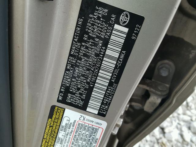 4T1BE32K76U734464 - 2006 TOYOTA CAMRY LE TAN photo 10