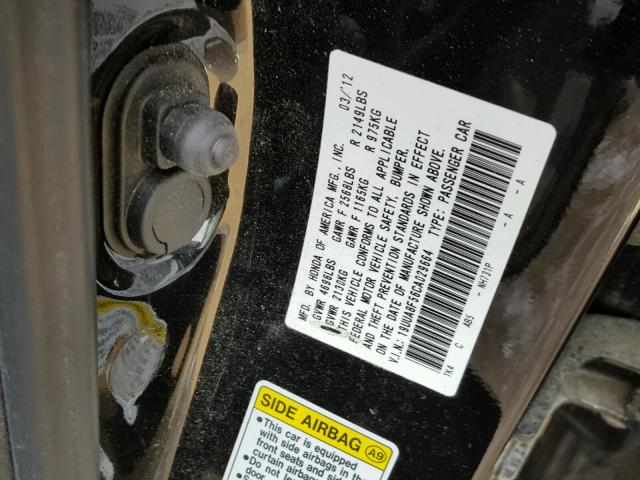 19UUA8F56CA029664 - 2012 ACURA TL BLACK photo 10