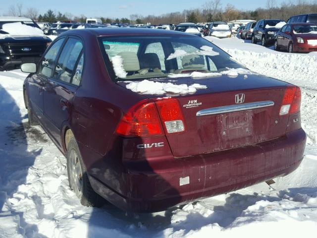 2HGES16513H558353 - 2003 HONDA CIVIC LX BURGUNDY photo 3