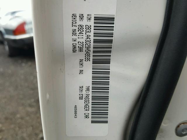 2B3LA43D29H549595 - 2009 DODGE CHARGER WHITE photo 10