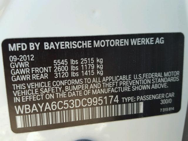 WBAYA6C53DC995174 - 2013 BMW 740 I WHITE photo 10