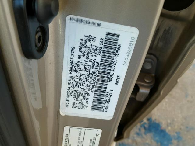 4T1BE32K83U658166 - 2003 TOYOTA CAMRY LE BEIGE photo 10