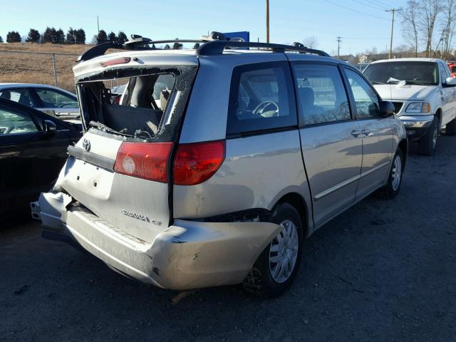 5TDZK23C87S091495 - 2007 TOYOTA SIENNA CE SILVER photo 4