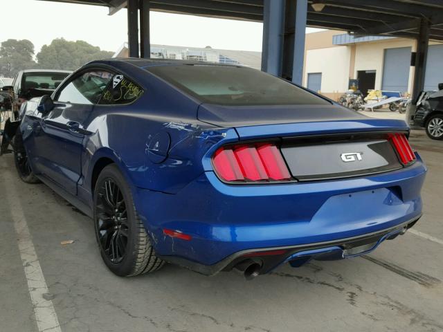 1FA6P8CF9H5330986 - 2017 FORD MUSTANG GT BLUE photo 3