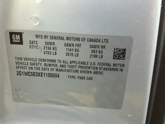 2G1WC5E3XE1105604 - 2014 CHEVROLET IMPALA LIM SILVER photo 10