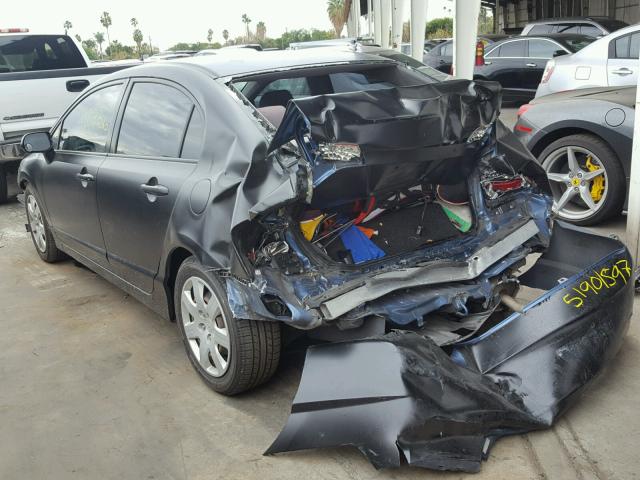 2HGFA16568H509101 - 2008 HONDA CIVIC LX BLACK photo 3