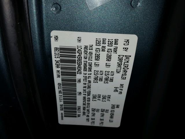 1C4GP45R65B403422 - 2005 CHRYSLER TOWN & COU TEAL photo 10