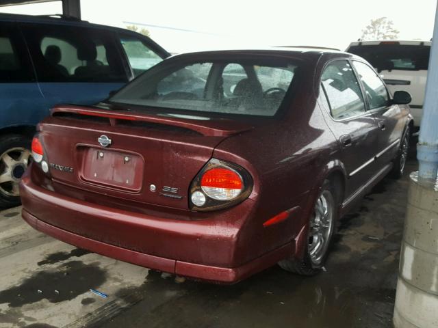 JN1CA31AX1T104503 - 2001 NISSAN MAXIMA GXE BURGUNDY photo 4