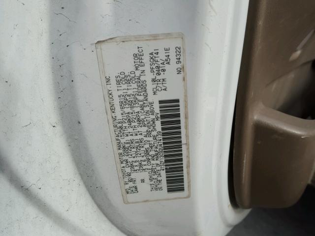 4T3ZF13C92U474139 - 2002 TOYOTA SIENNA LE WHITE photo 10