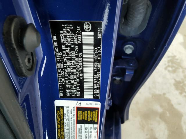 4T1BF1FK2GU535738 - 2016 TOYOTA CAMRY LE BLUE photo 10