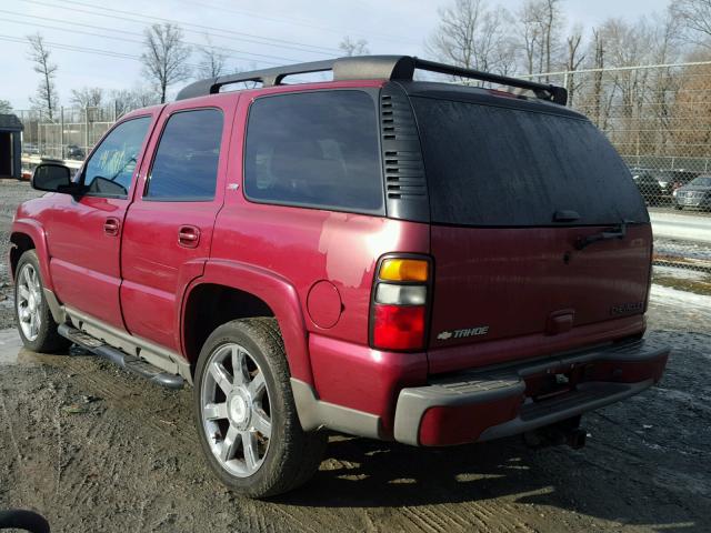 1GNEK13ZX5R255541 - 2005 CHEVROLET TAHOE K150 BURGUNDY photo 3