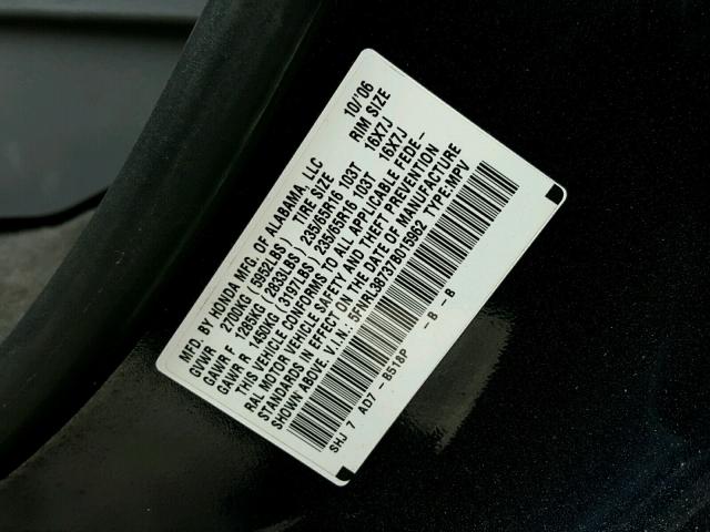 5FNRL38737B015962 - 2007 HONDA ODYSSEY EX BLUE photo 10