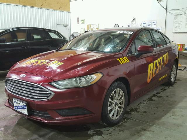 3FA6P0G76HR329036 - 2017 FORD FUSION S RED photo 2
