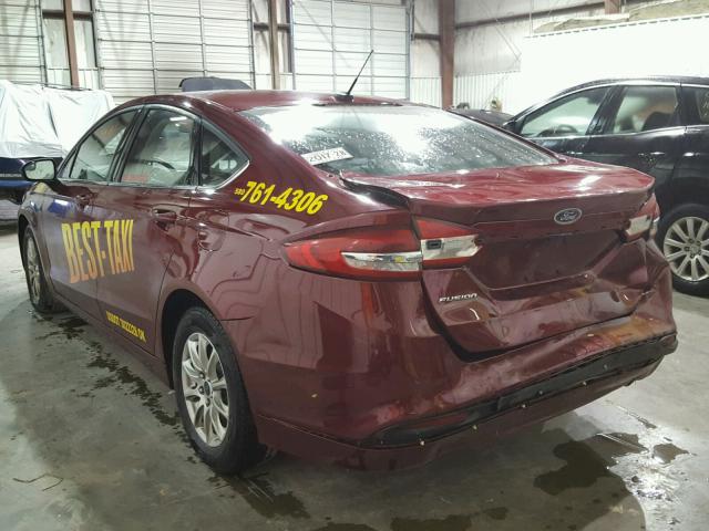 3FA6P0G76HR329036 - 2017 FORD FUSION S RED photo 3
