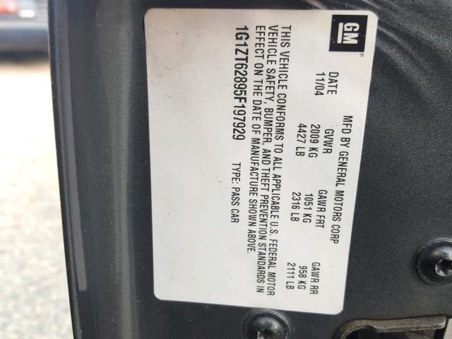 1G1ZT62895F197929 - 2005 CHEVROLET MALIBU MAX ნაცრისფერი ფოტო 10