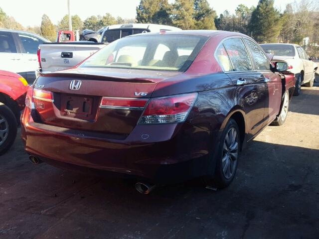 1HGCP3F88CA014509 - 2012 HONDA ACCORD EXL MAROON photo 4