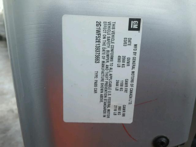 2G1WF52E139373663 - 2003 CHEVROLET IMPALA 银色 照片 10