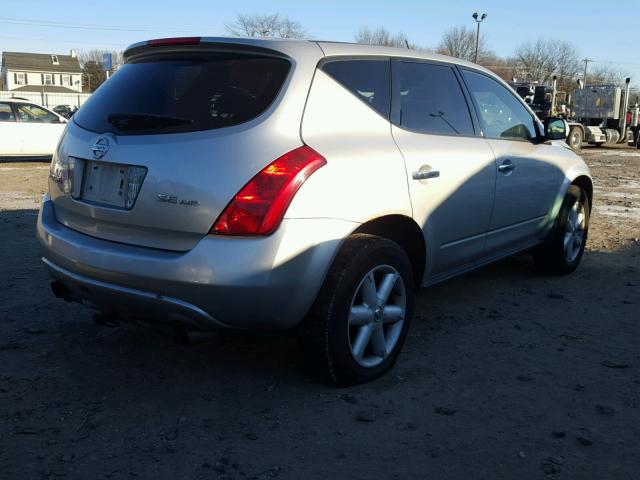 JN8AZ08W25W408821 - 2005 NISSAN MURANO SL SILVER photo 4