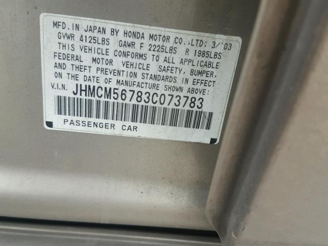 JHMCM56783C073783 - 2003 HONDA ACCORD EX TAN photo 10