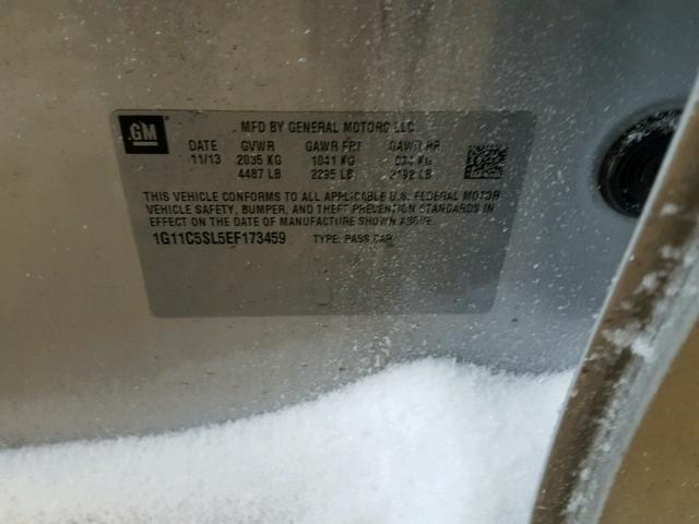 1G11C5SL5EF173459 - 2014 CHEVROLET MALIBU 1LT 银色 照片 10